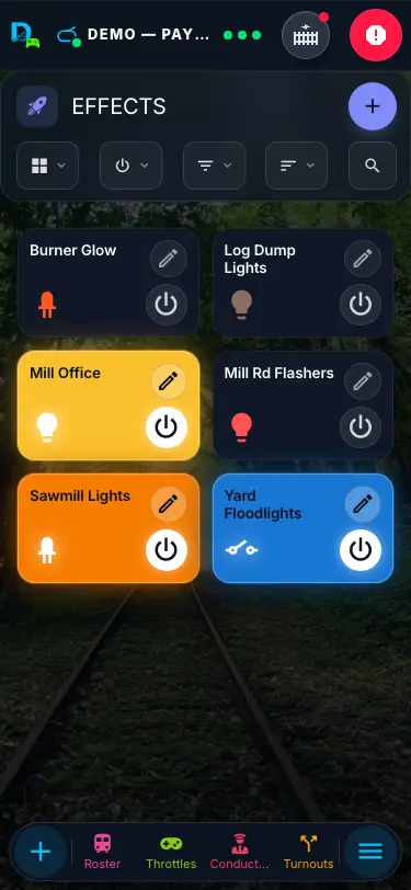 Effects controls on mobile