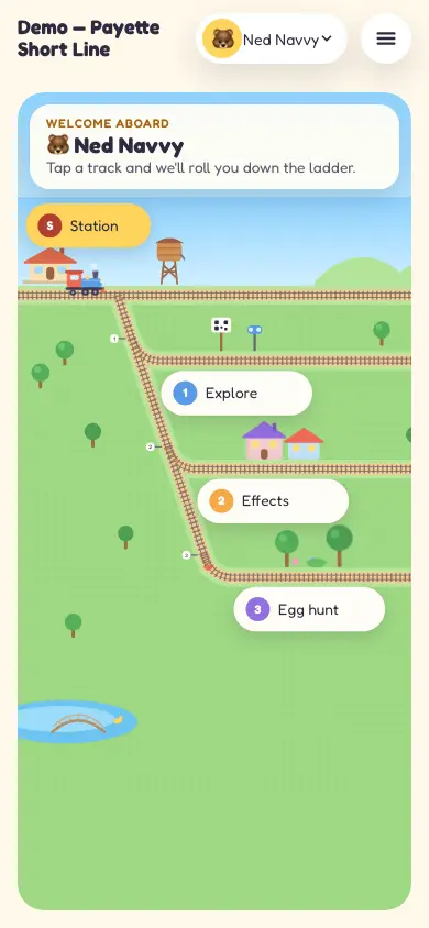 The guest yard: tracks to Explore, Effects and the Egg hunt